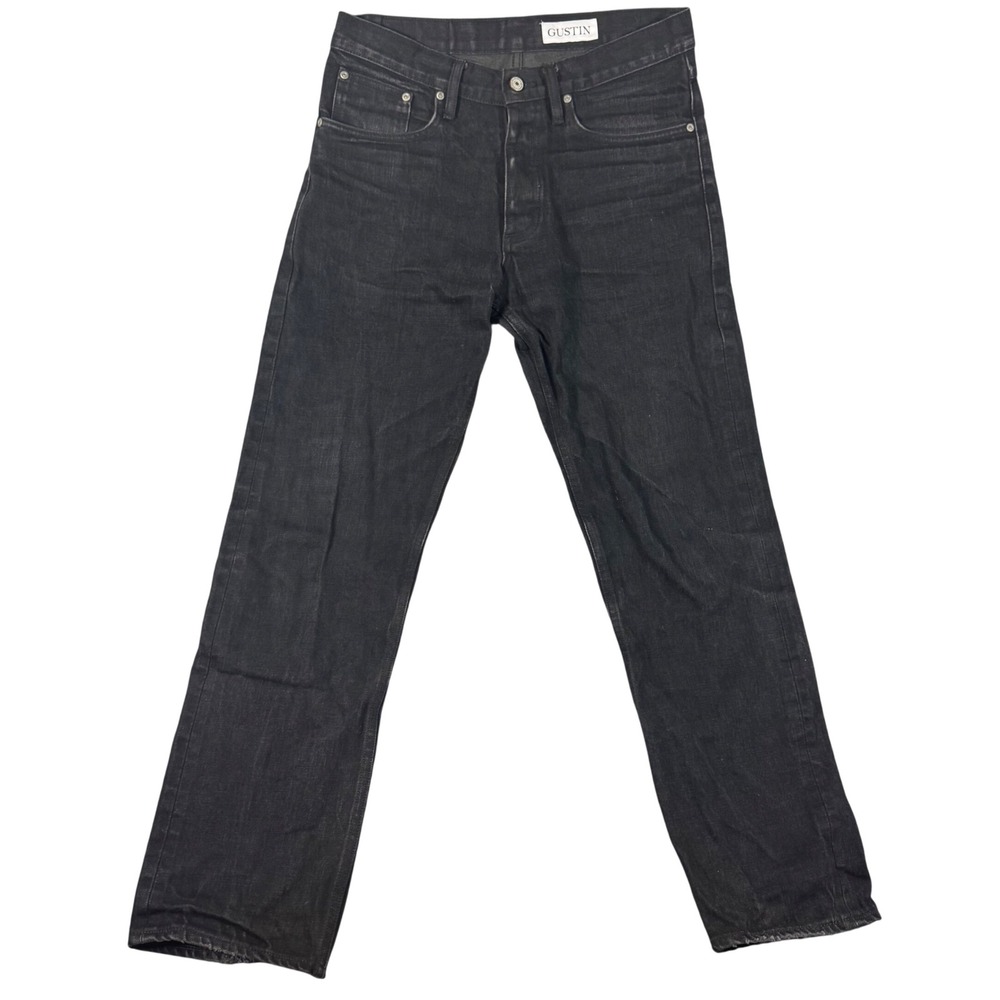 Gustin Jeans Mens 32x30 Black California Straight Raw Denim USA Made Button Fly